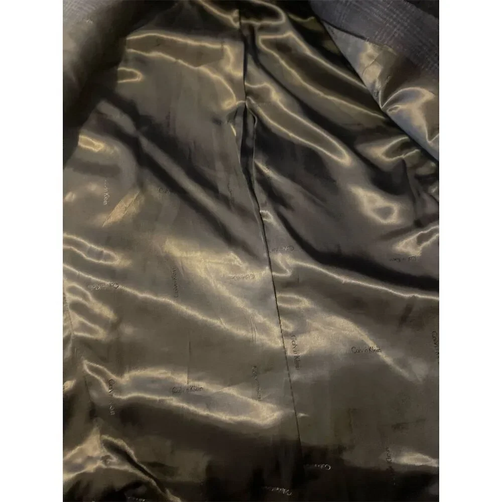 Calvin Klein Men's Check Blazer Size 40 Multicolor Formal Slim Fit